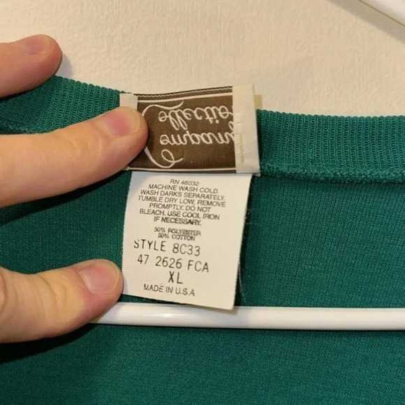 VTG Made in USA Country Collection WMN’s Sweater Cardigan Top XL Blue/Blk/Grn - Picture 11 of 17